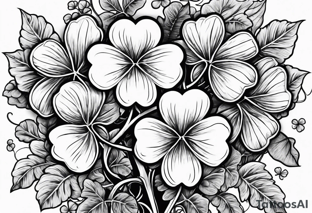 one single three leaf clover on a vine tattoo idea