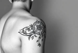 An armband tattoo combining Celtic traditional symbols and nature, the tattoo needs to circle the bicep and tricep on the arm tattoo idea