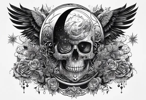 Universe with a full skeleton tattoo idea