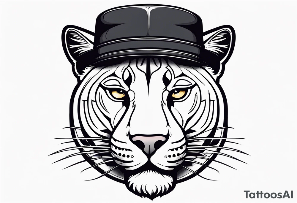 Panther with a funny hat tattoo idea