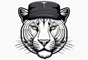 Panther with a funny hat tattoo idea