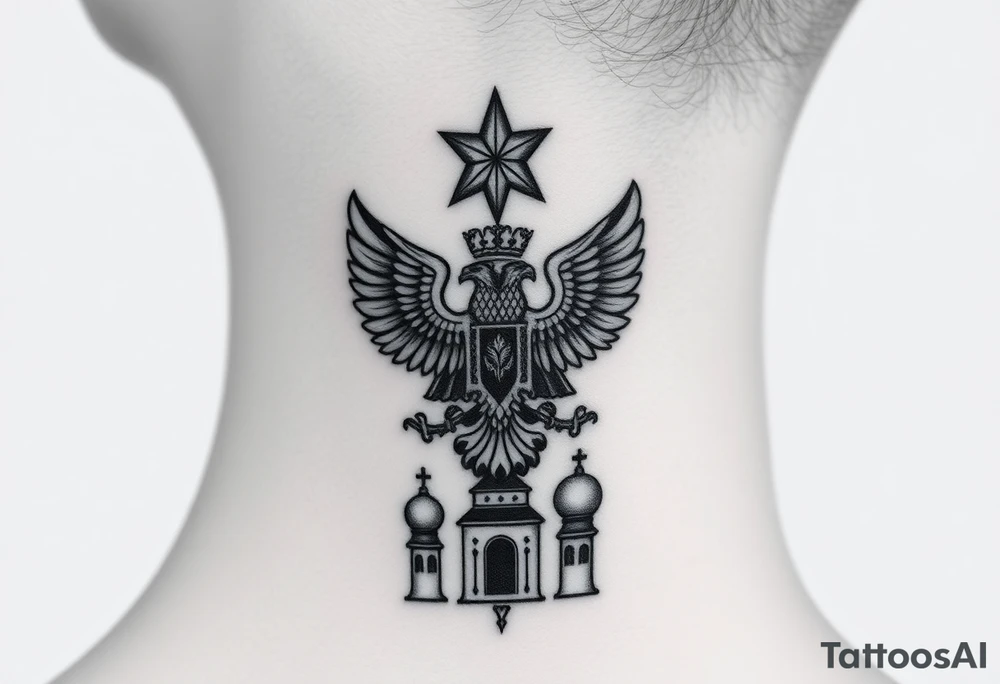 Top: Russian star 
Middle: russian double-headed eagle coat of arms
Bottom: Orthodox church dome with a cross tattoo idea