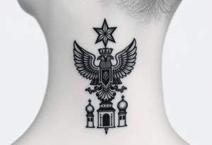 Top: Russian star 
Middle: russian double-headed eagle coat of arms
Bottom: Orthodox church dome with a cross tattoo idea