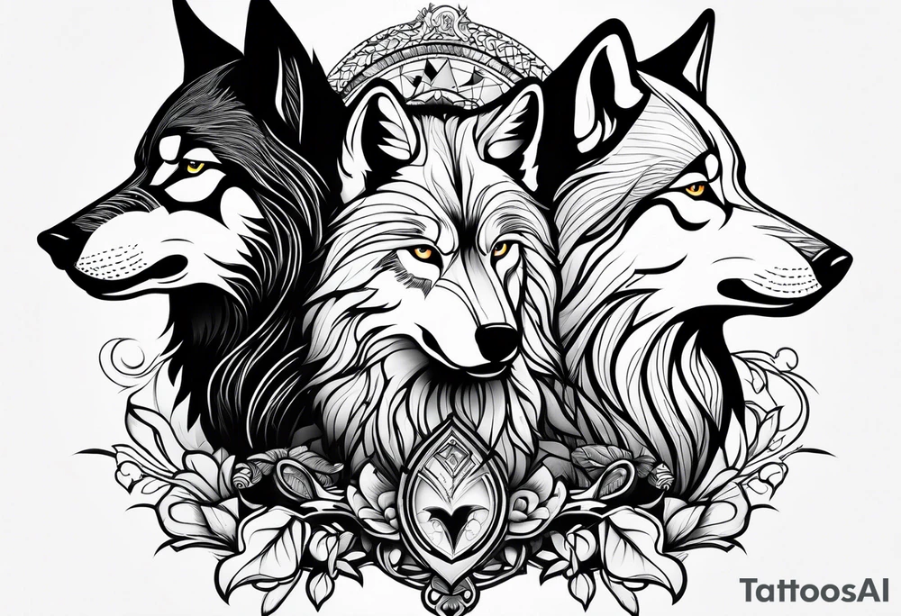 Wolf family of 5 tattoo idea