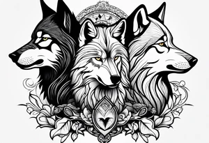 Wolf family of 5 tattoo idea