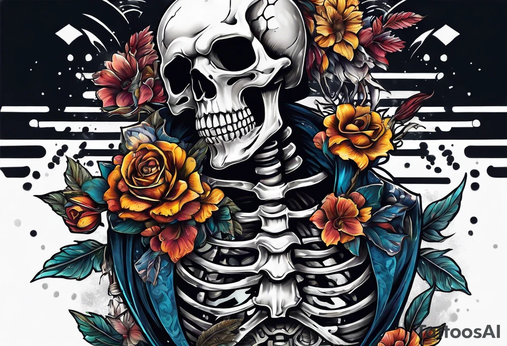 skeleton running from the world tattoo idea