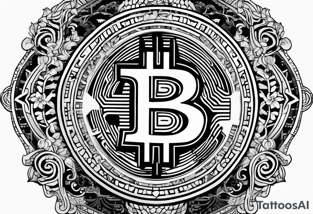 ornamented bitcoin tattoo idea