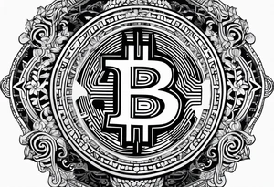 ornamented bitcoin tattoo idea