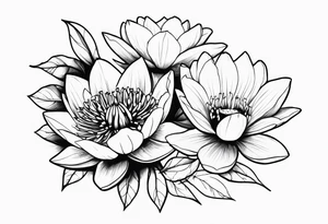 waterlily and morning glory boquet tattoo idea