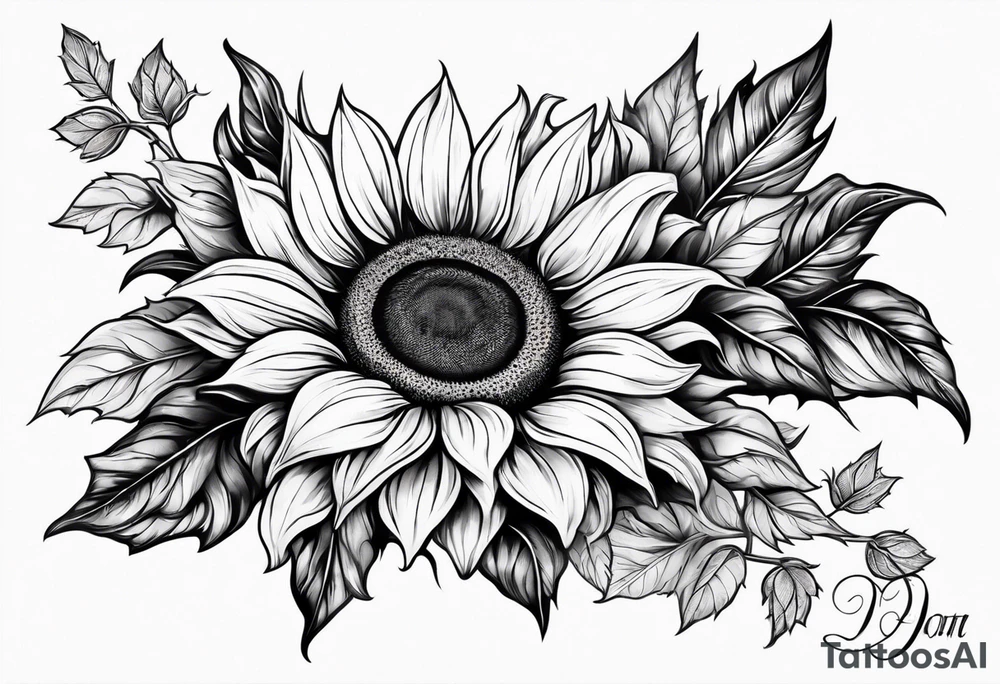 Colorful sunflower arm sleeve tattoo idea