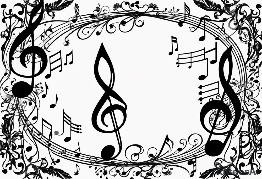 Music notes connecting people tattoo idea