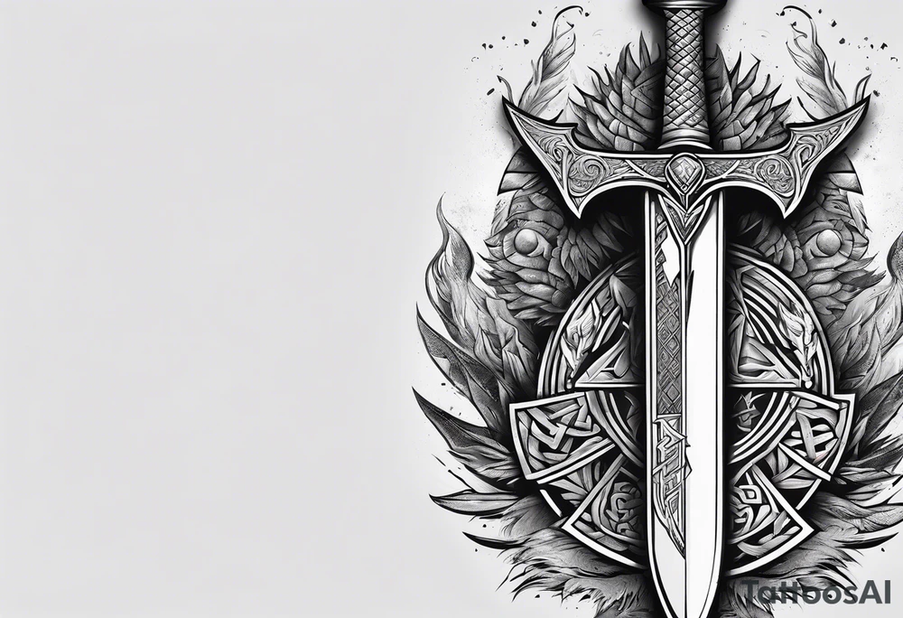 Valhalla valknut sword axe Dragon tattoo idea