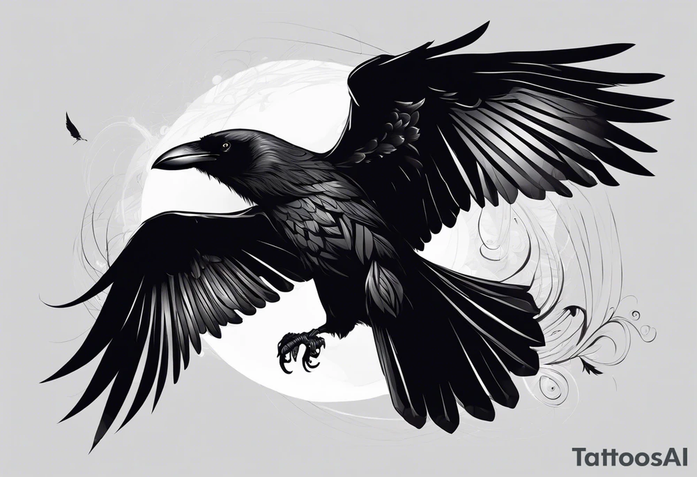araffe flying in the air with its wings spread, detailed crow illustration, raven wings, huginn and muninn flying above, dark feathered wings, artistic drawing of a crow, black crows flying, raven bird, black wings instead of arms, raven angel wings, crow, dark crow, raven, crows as a symbol of death, raven black, raven monster tattoo idea