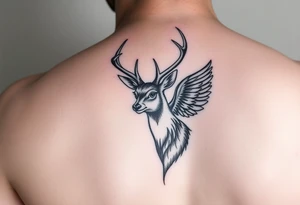 Bird turns into a deer magically (
buck) tattoo idea