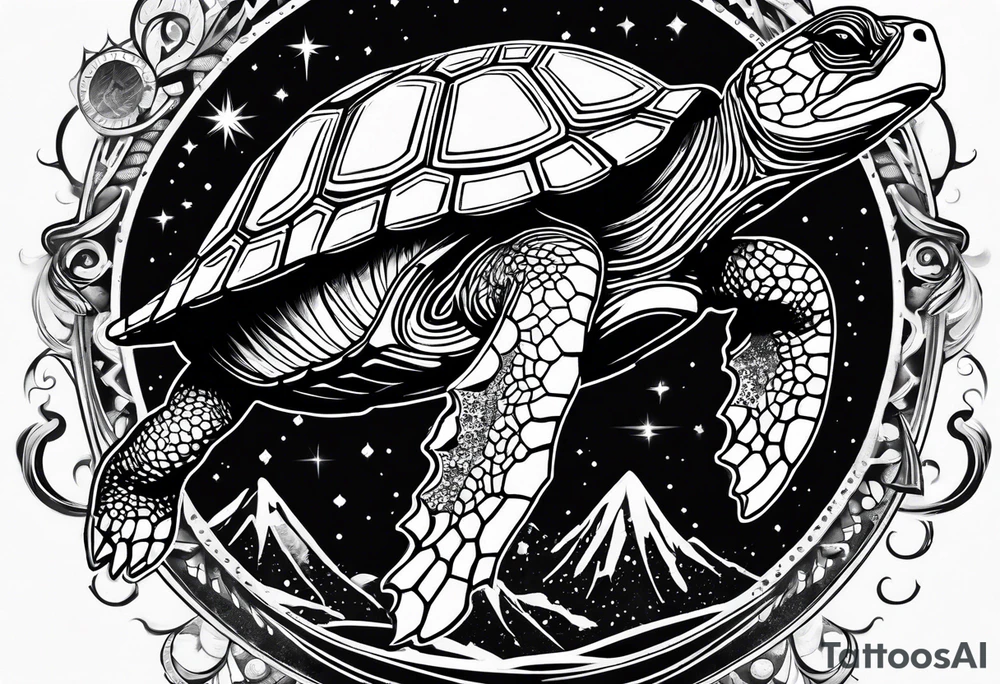 turtle in outer space tattoo idea