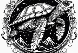 turtle in outer space tattoo idea