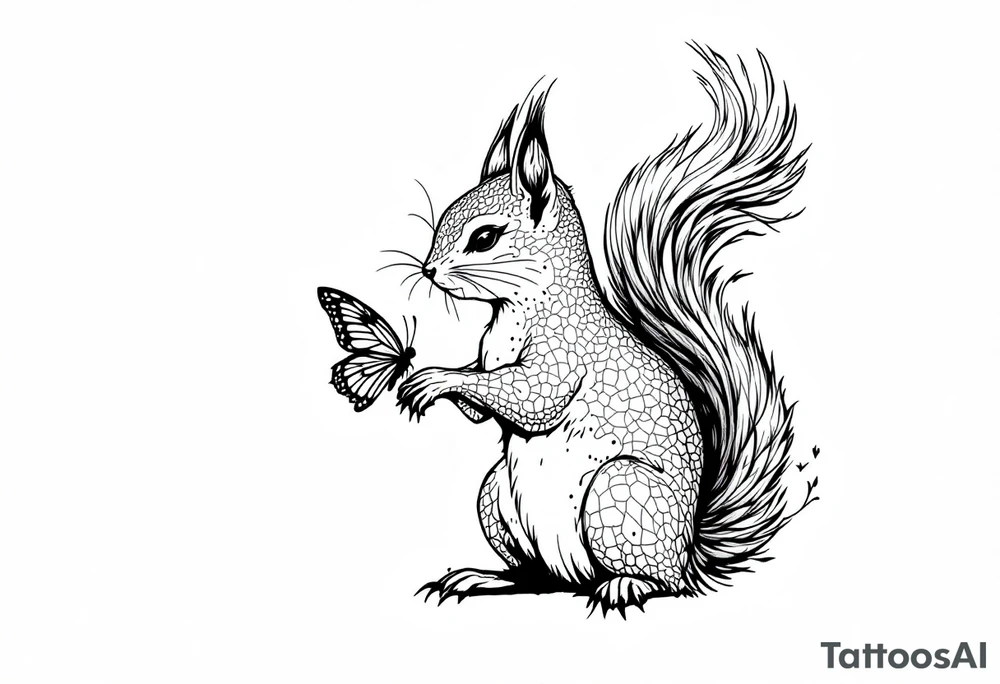 A squirrel holding a butterfly tattoo idea