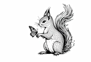 A squirrel holding a butterfly tattoo idea