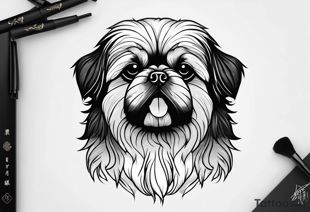 The contour of the face of a pekingese with shih tzu mixed race god. Nothing besides the face. As minimalist as possible. More minimalist! Make it a one line drawing. tattoo idea