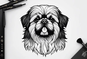 The contour of the face of a pekingese with shih tzu mixed race god. Nothing besides the face. As minimalist as possible. More minimalist! Make it a one line drawing. tattoo idea