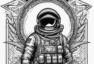 Space cowboy, space suit, text “grab all the beautiful things in life and fight like hell” tattoo idea