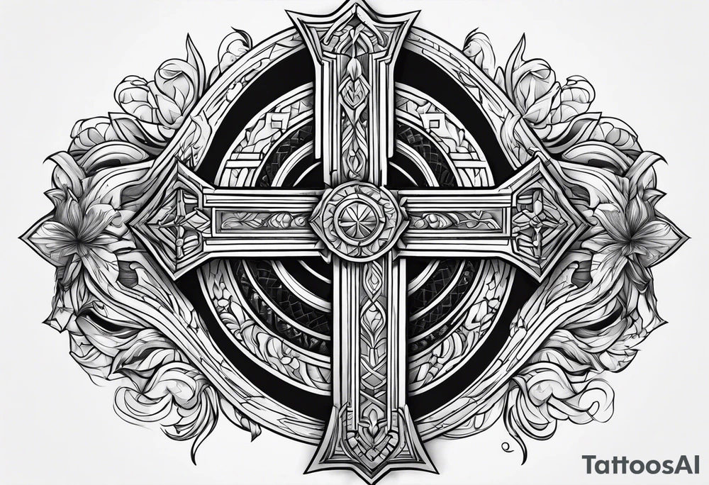 A cross and a fighter tattoo idea