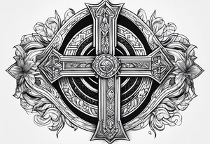 A cross and a fighter tattoo idea