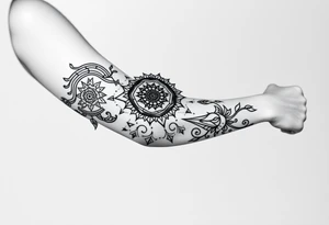 bold line dark shamanstyle tattoo idea