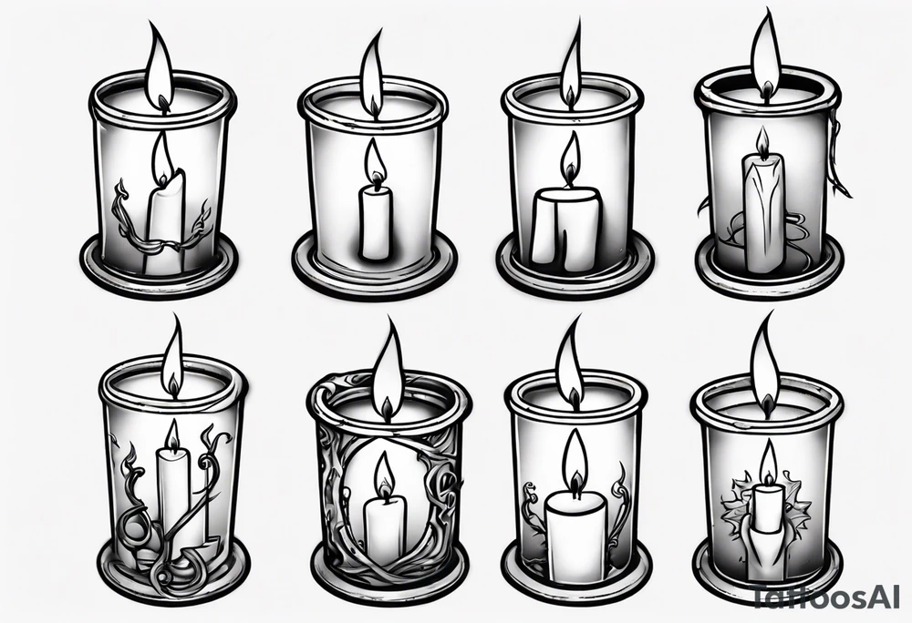 Burning candle in finger loop holder tattoo idea