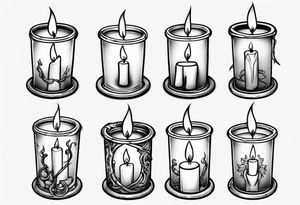 Burning candle in finger loop holder tattoo idea