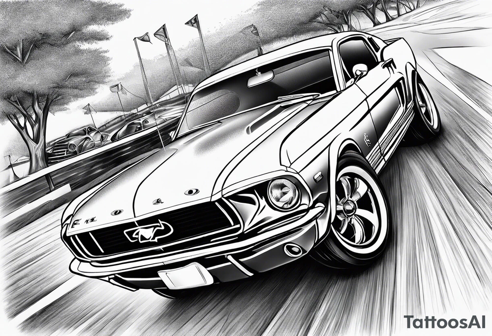 Bowling and ford mustang cars tattoo idea
