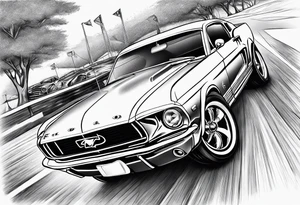 Bowling and ford mustang cars tattoo idea