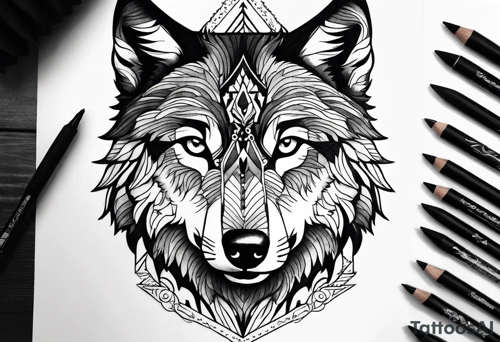 Mountains, wolf eyes underneath tattoo idea