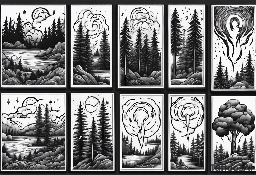 lightning storm over forest tattoo idea