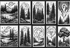 lightning storm over forest tattoo idea