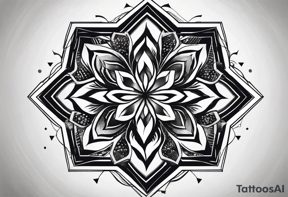 black hexagon pattern tattoo idea