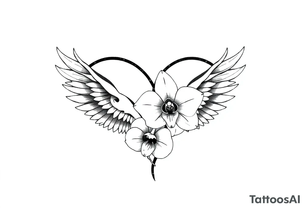 infinity loop with wings inside and an orchid tattoo idea