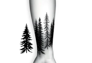 Coniferouse forest silhouette with black and gray trees around the forearm a tattoo tattoo idea