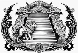 Valhalla lion sword stairs dragon tattoo idea
