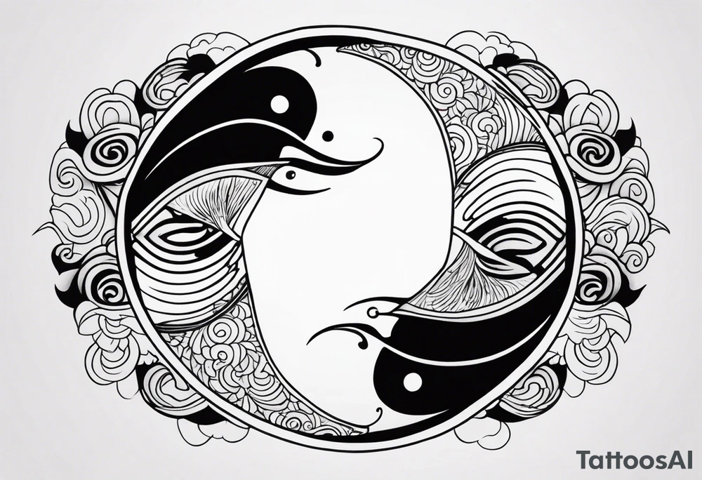 yin yang irezumi fishes japanese patterns tattoo idea