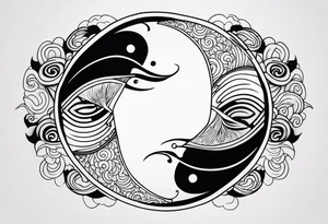 yin yang irezumi fishes japanese patterns tattoo idea