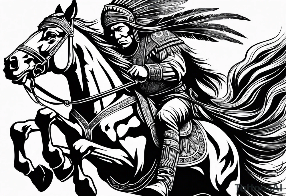 Native American warrior on horseback tattoo idea