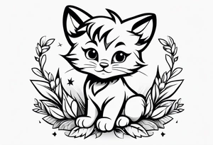 super cute minimal cartoon wildcat cub tattoo idea