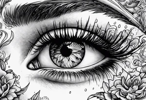 Realistic eye crying tears of tragedy death and betrayal tattoo idea