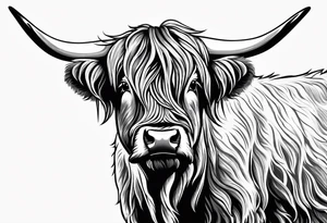 goofy highland cow standing on hind legs tattoo idea