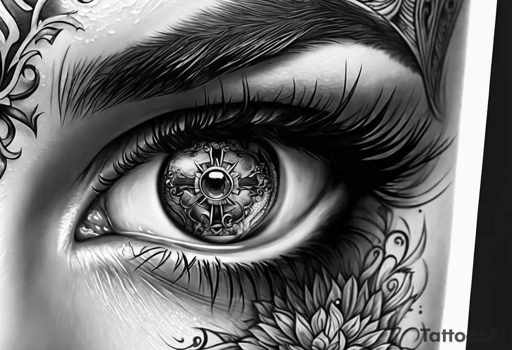 eye with skull tattoo idea