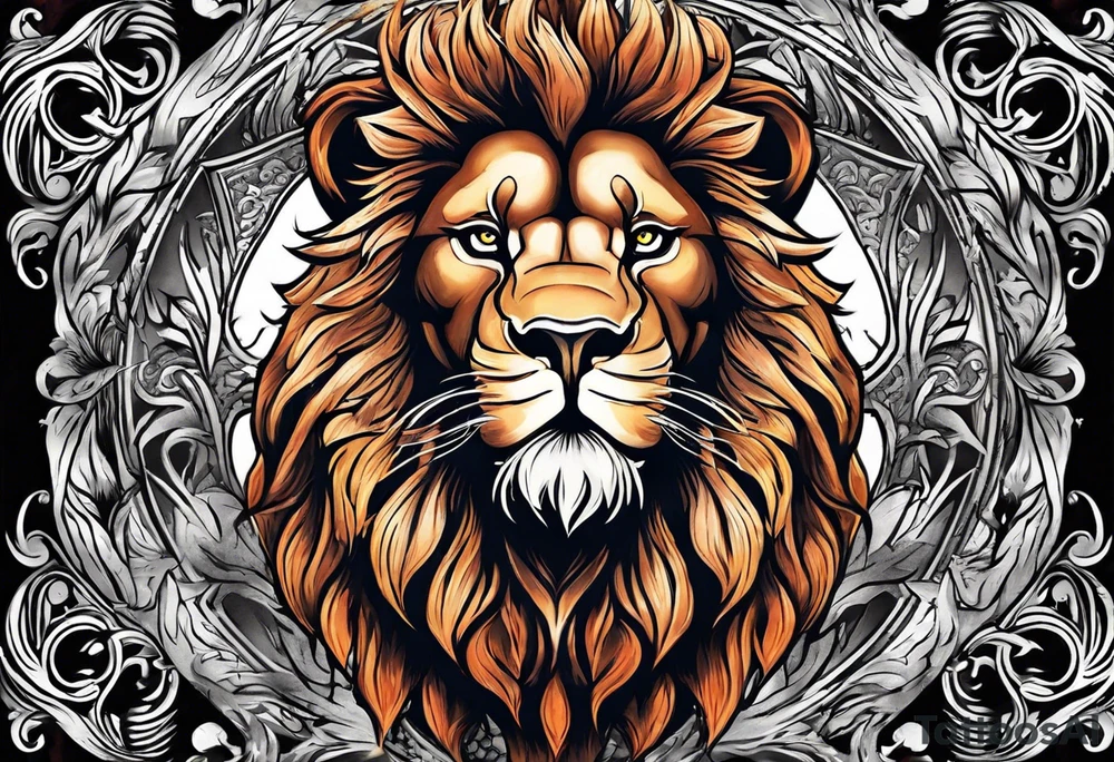 Old lion bodybuilder tattoo idea
