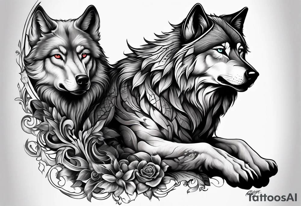 wolf arm sleeve tattoo idea