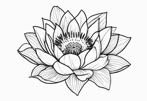 waterlily and morning glory flower bouquet tattoo idea