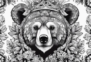 Magic mushrooms bear snowflakes tattoo idea